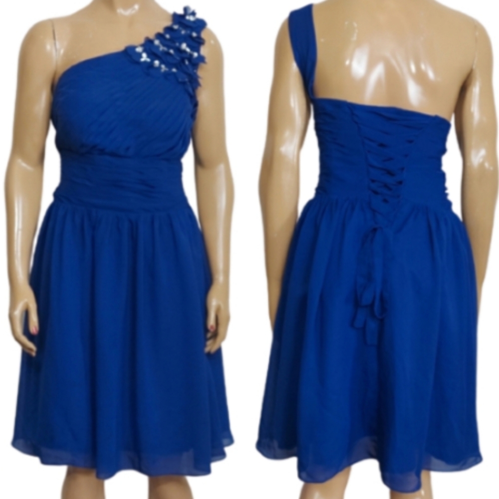 Zaxants One Bling Shoulder Pleated Top Dress